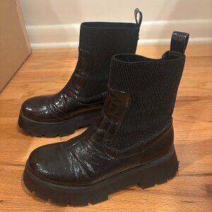 Circus by Sam Edelman Patent Leather Black Platform Boots in size 7.5